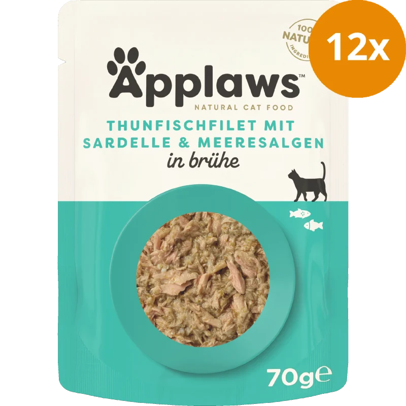 Applaws Natural Cat Pouches Thunfischfilets & ganze Sardellen 70 g