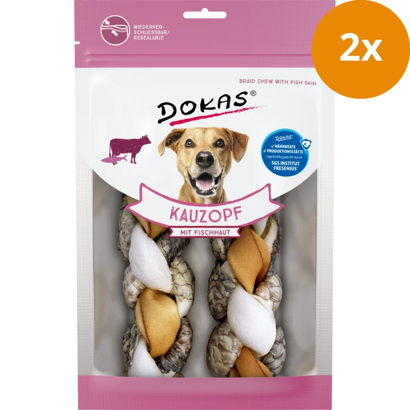 DOKAS Kauzopf mit Fischhaut 120 g | Hundesnack