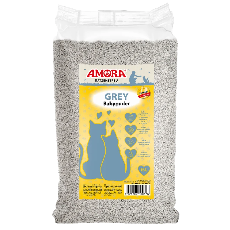 AMORA Katzenstreu Grey Compact Babypuder