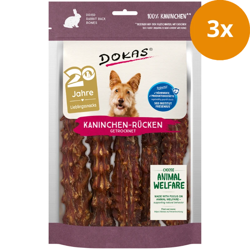 DOKAS Kaninchenrücken 120 g | Hundesnack