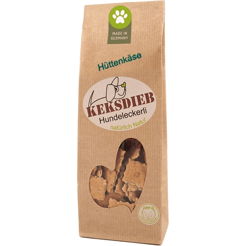 KEKSDIEB Hundeleckerli Hüttenkäse Parmesan Ecken 100 g