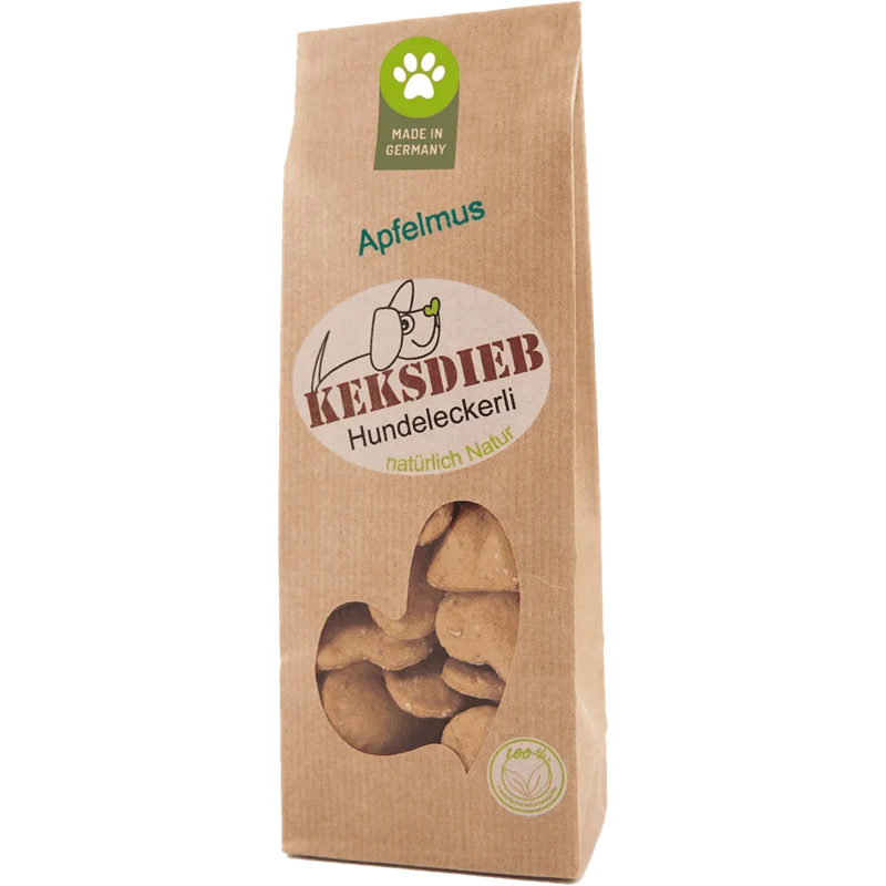 KEKSDIEB Hundeleckerli Apfelmus Herzen 100 g
