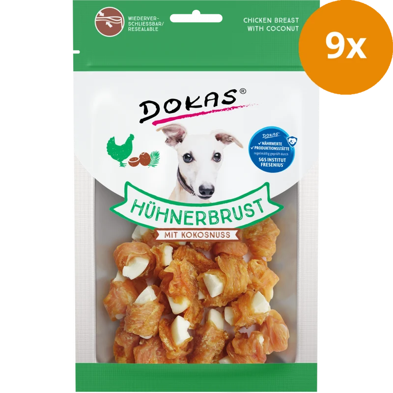 DOKAS Hühnerbrust mit Kokosnuss 60 g | Hundesnack