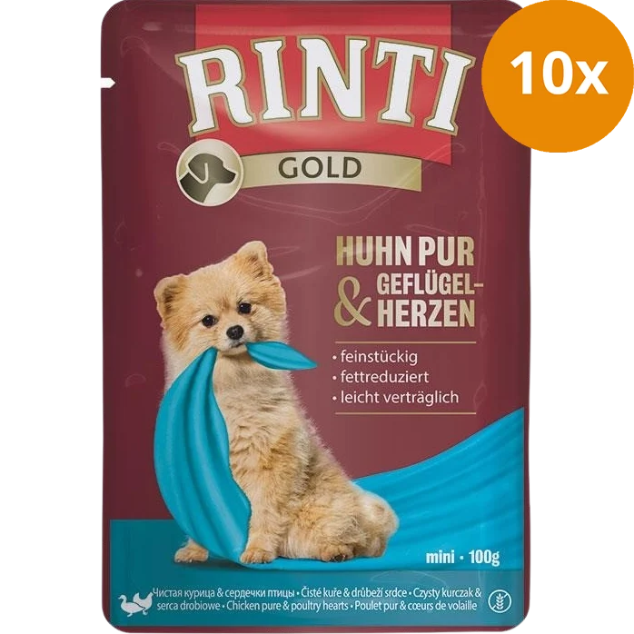 Rinti Gold Pouch Huhn Pur & Geflügelherzen 100 g