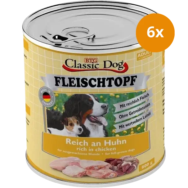 BTG Classic Dog Fleischtopf Adult Reich an Huhn 800 g