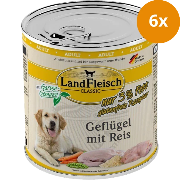 LandFleisch Dog Classic Geflügel mit Reis & Gartengemüse extra mager 800 g