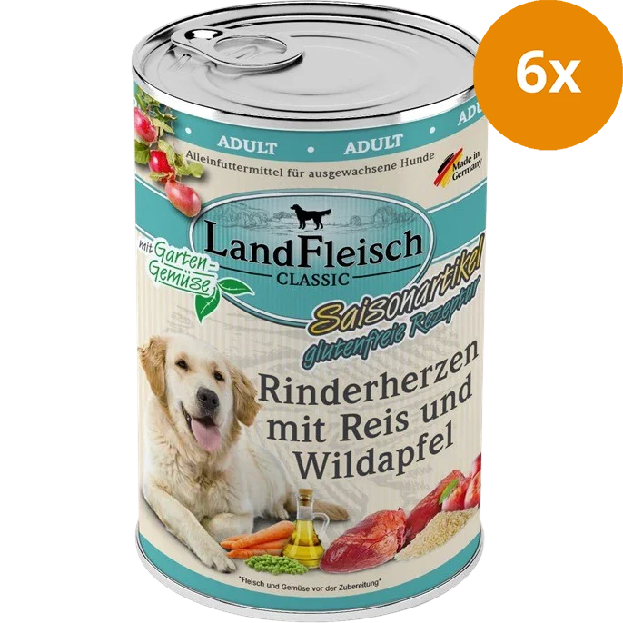 LandFleisch Dog Classic Rinderherz mit Wildapfel 400 g