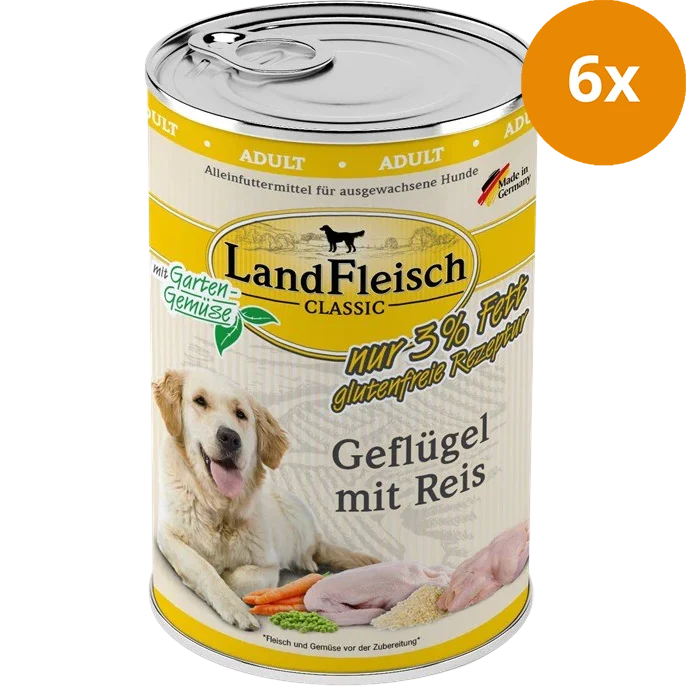 LandFleisch Dog Classic Geflügel mit Reis extra mager 400 g