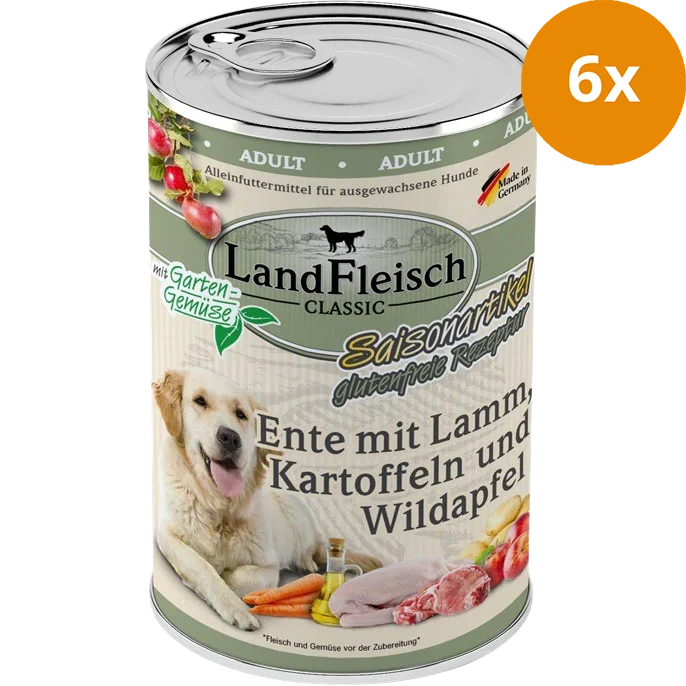 LandFleisch Dog Classic Ente mit Lamm, Kartoffeln & Wildapfel 400 g