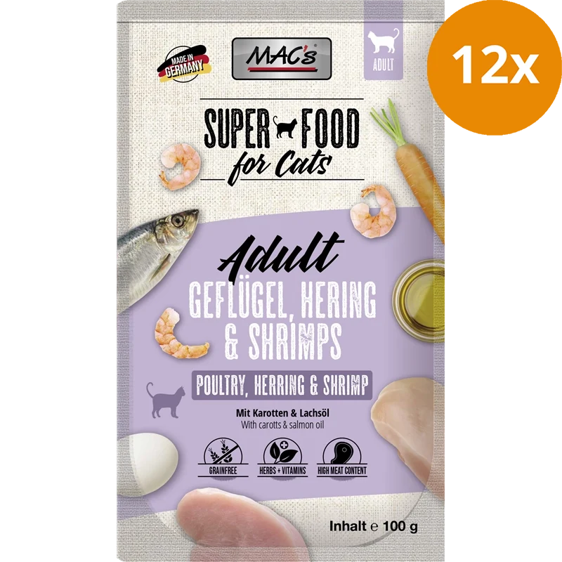 MAC's Cat Pouch Geflügel, Hering & Shrimps 100 g