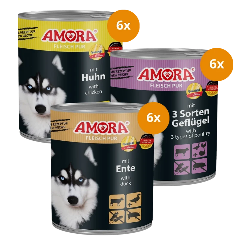 AMORA Dog 800 g Fleisch Pur - Mix Sparpaket