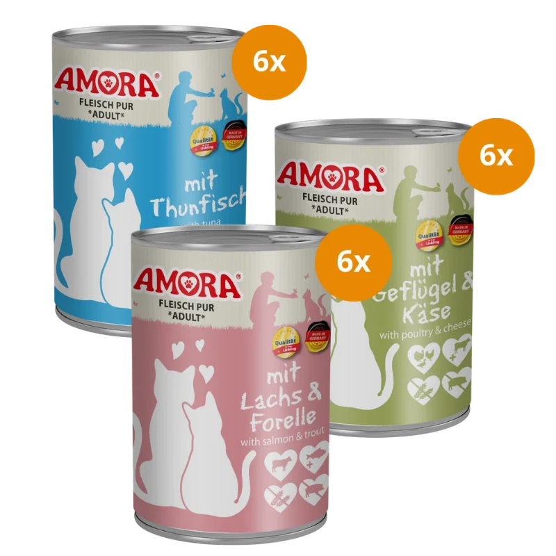 AMORA Cat 400 g Fleisch Pur - Mix Sparpaket