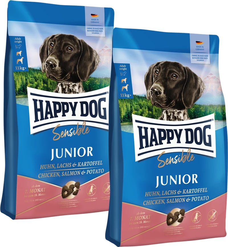 Sparpaket Happy Dog Sensible Junior Huhn, Lachs & Kartoffel 2 x 10 kg