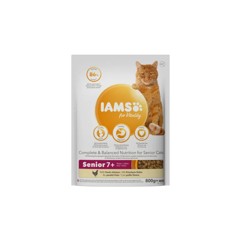 IAMS für Vitality Trockenfutter mit frischem Huhn für ältere Katzen (Senior 7+) in 3 Größen
