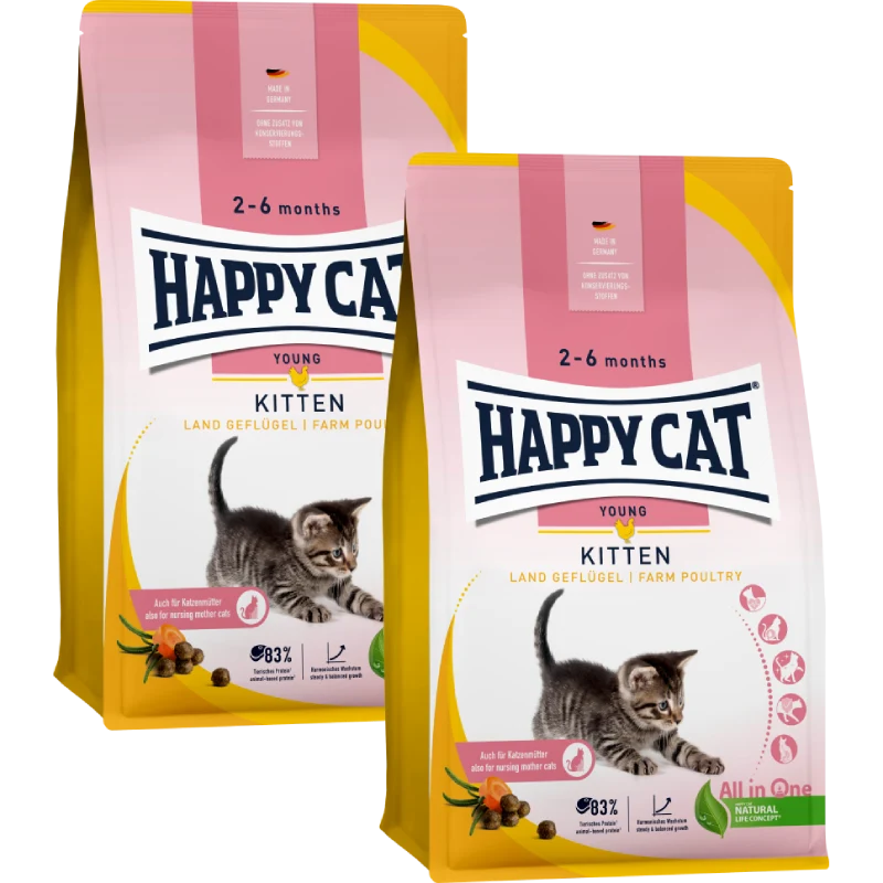 Sparpaket Happy Cat Kitten Land Geflügel 2 x 4 kg