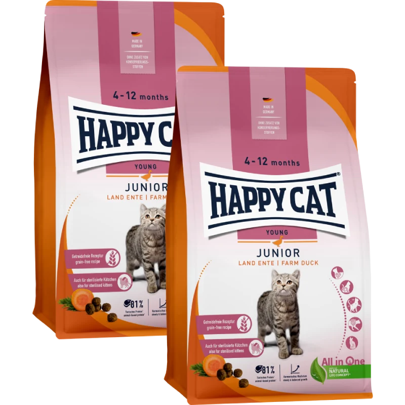 Sparpaket Happy Cat Junior Land Ente 2 x 4 kg