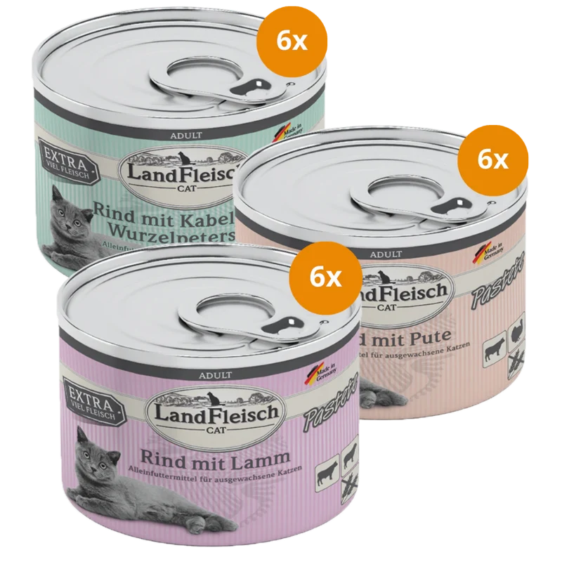 LandFleisch Cat Pastete 195 g - Mix Sparpaket