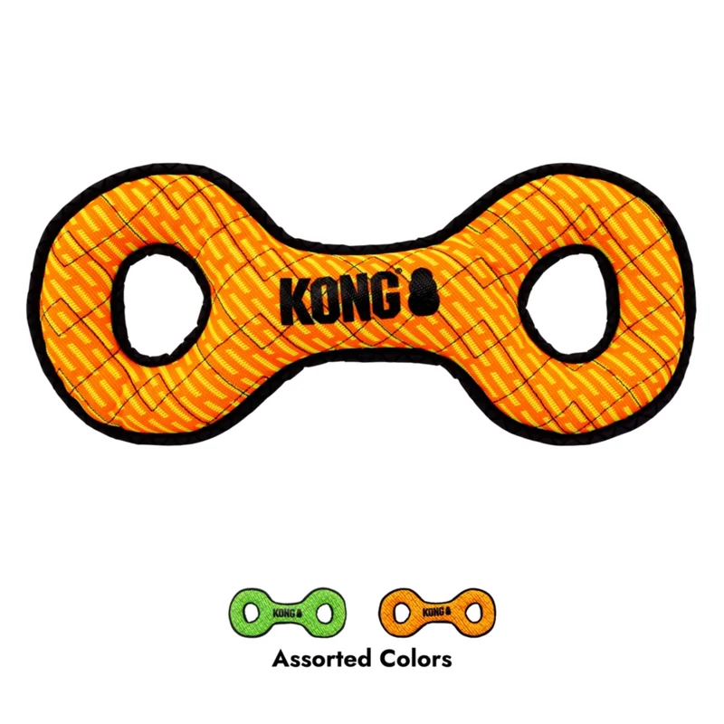 KONG Armor Double Tug – Robustes Zerrspielzeug für Hunde mit Quietscher & Reflektor