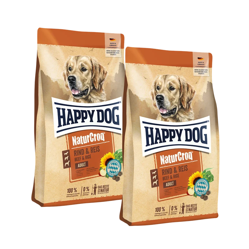 Sparpaket Happy Dog NaturCroq Rind & Reis 2 x 15 kg