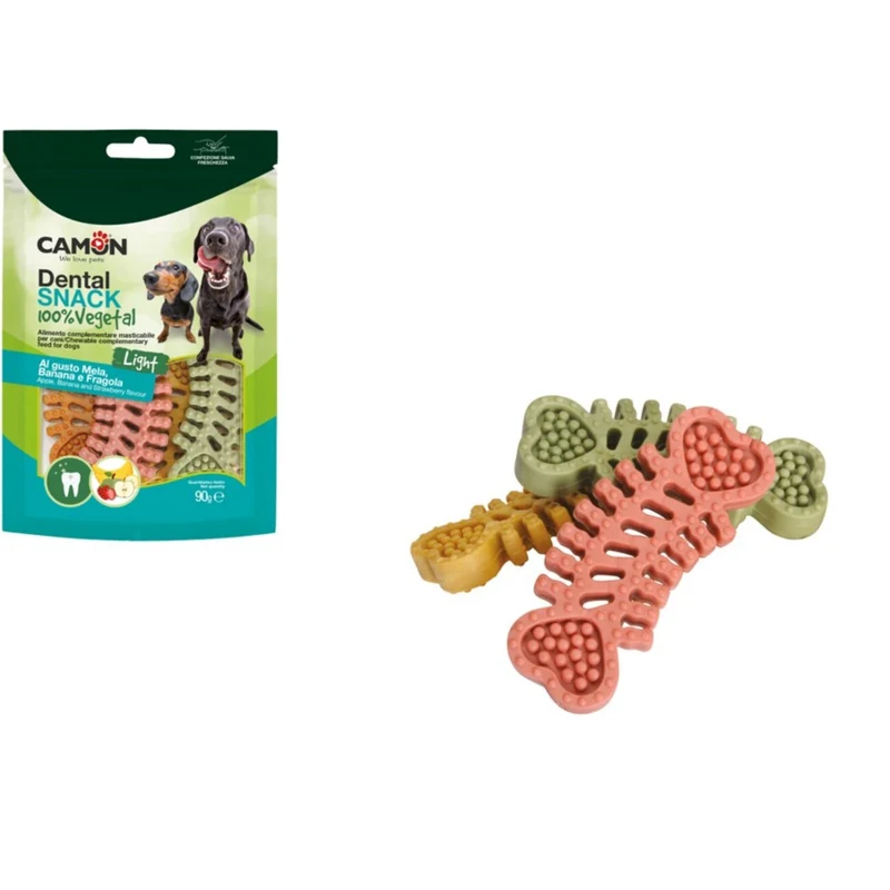 CAMON Veggie Dental Snack Fischgräte – Veganer Hundesnack zahnpflegend