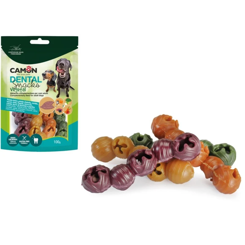 CAMON Veggie Dental Snack Mix Bells – Veganer Hundesnack für gesunde Zähne