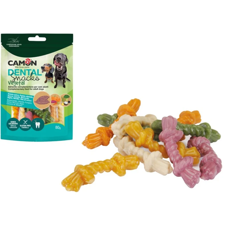 CAMON Veggie Dental Snack Seil-Form – Veganer Hundesnack für gesunde Zähne