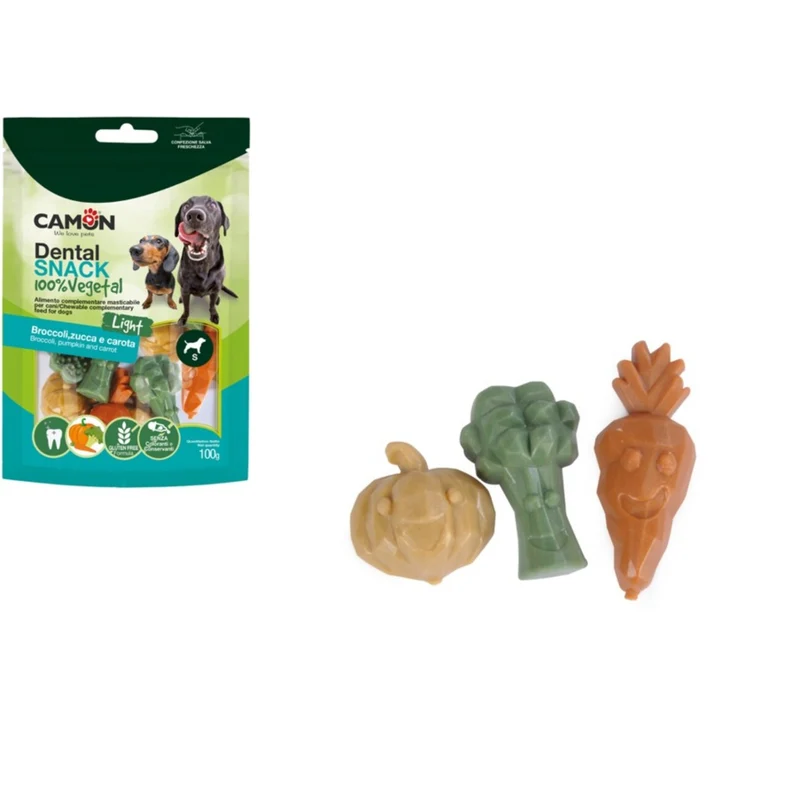 CAMON Veggie Snack Dental Garden – Veganer Hundesnack mit Brökoli, Kürbis & Karotte