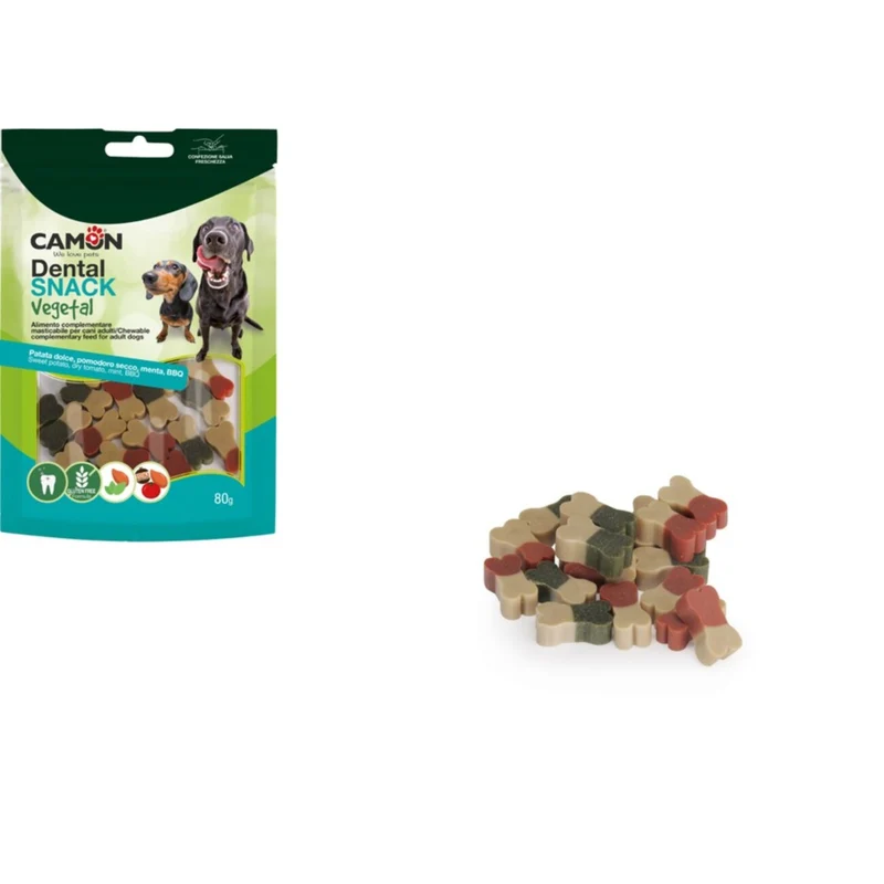 CAMON Veggie Snack Süßkartoffel Knochen – Veganer Hundesnack mit Dental-Effekt