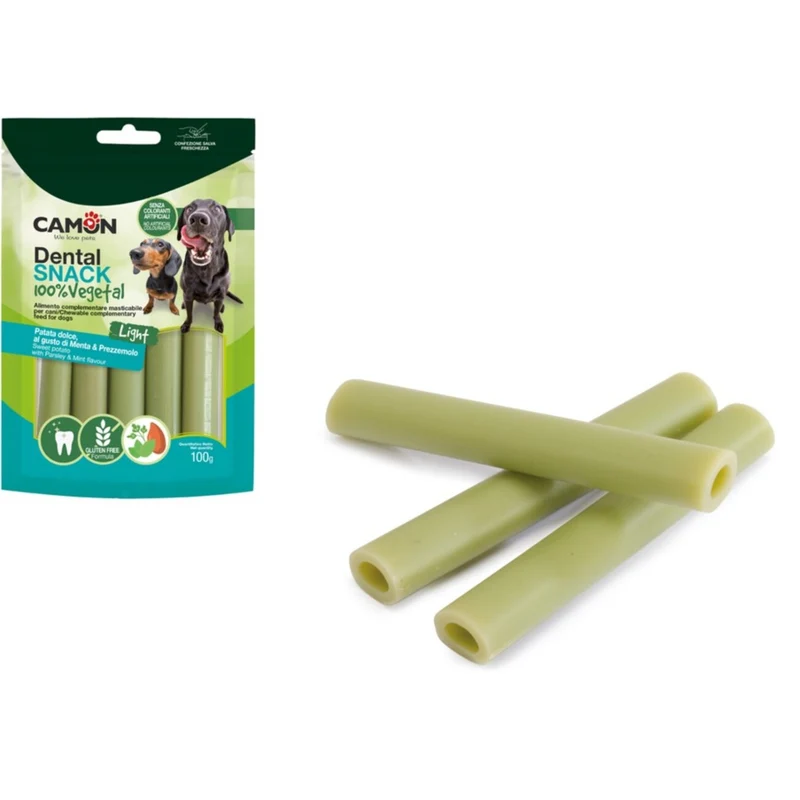 CAMON Veggie Snack Sticks Süßkartoffel, Petersilie & Minze – Dental-Snack für Hunde