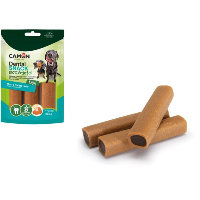 CAMON Veggie Snack Süßkartoffel & Reis – Veganer Hundesnack in Cannoli-Form