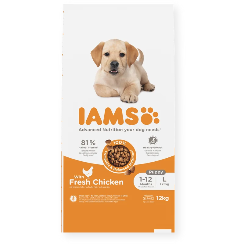 IAMS Welpenfutter Große Rassen – Mit frischem Huhn | Ab 4 Wochen