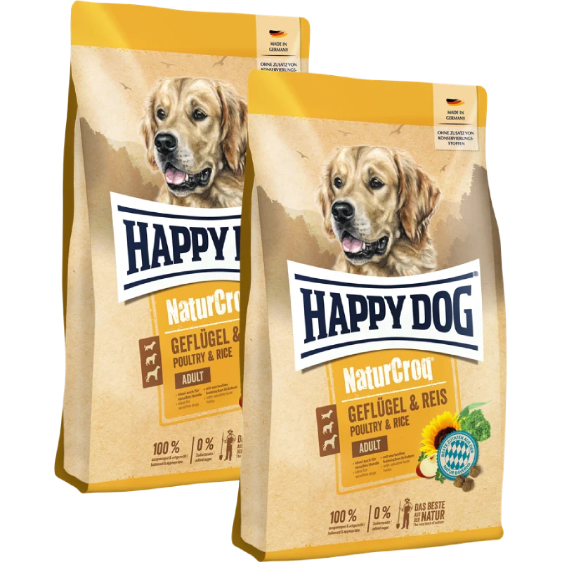 Sparpaket Happy Dog NaturCroq Geflügel pur & Reis 2 x 4 kg