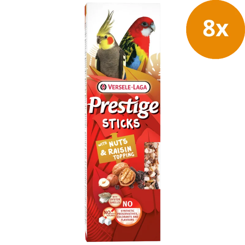 Versele Prestige Sticks Großsittiche mit Nüssen & Rosinentopping