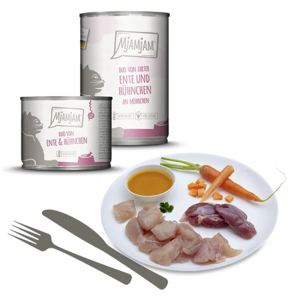Mjamjam - DUO von zarter Ente & saftigem Hühnchen an Möhrchen