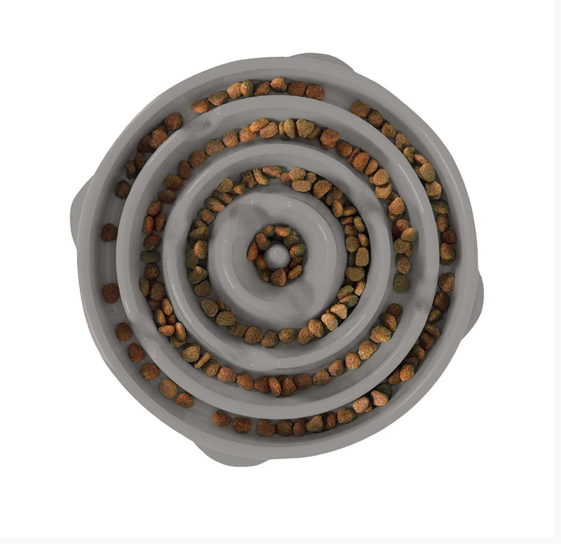 Outward Hound Fun Feeder Slow Dog Food Bowl - Grey Drop - Large