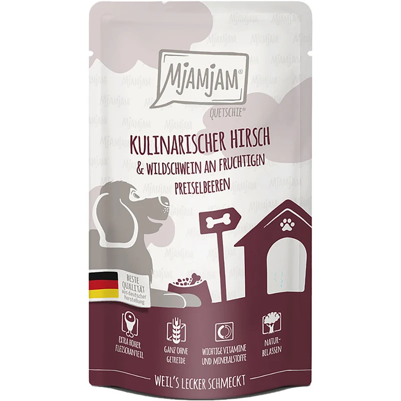MjAMjAM Quetschie - kulinarischer Hirsch & Wildschwein an fruchtigen Preiselbeeren 125g
