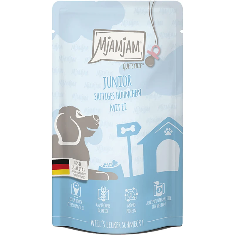MjAMjAM Quetschie - Junior saftiges Hühnchen mit Ei 125g