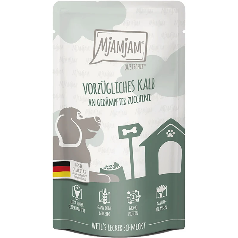 MjAMjAM Quetschie - vorzügliches Kalb an gedämpfter Zucchini 125g