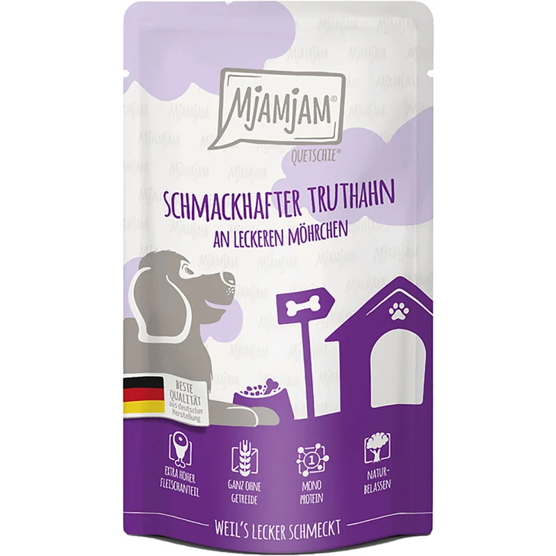 MjAMjAM Quetschie - schmackhafter Truthahn an leckeren Möhrchen 125g