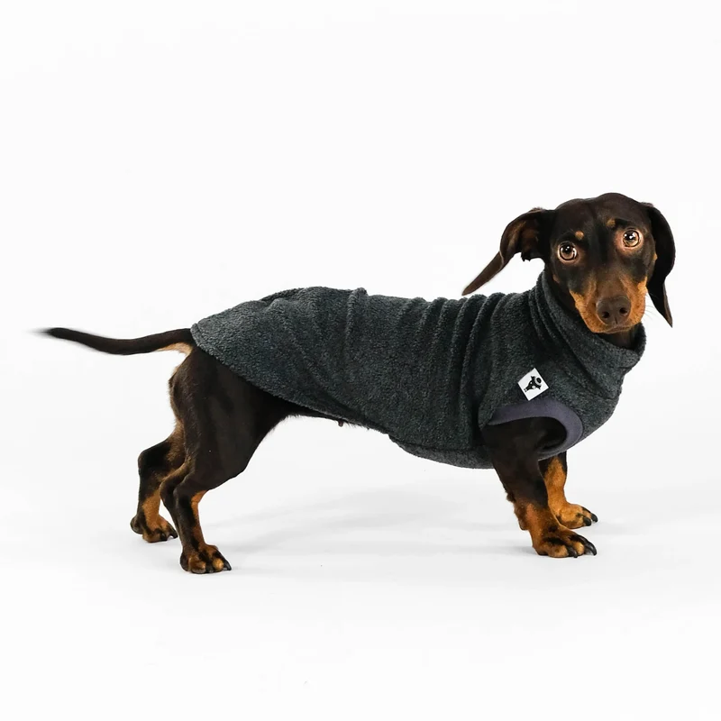 Fleece Shirt für Dackel Anthrazit