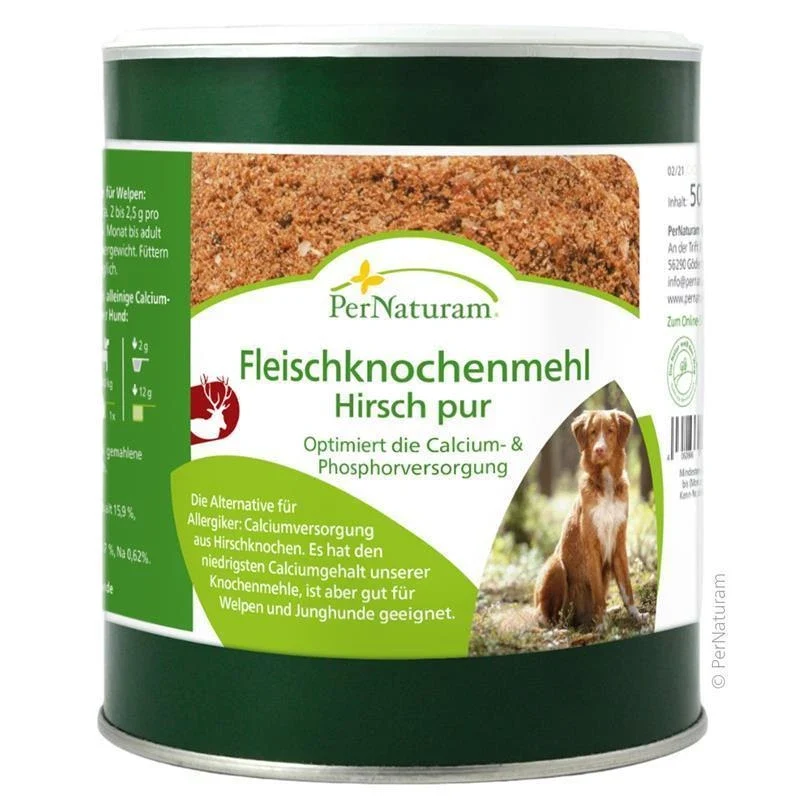 PerNaturam® Fleischknochenmehl Hirsch Pur – Ergänzungsfutter für Hunde