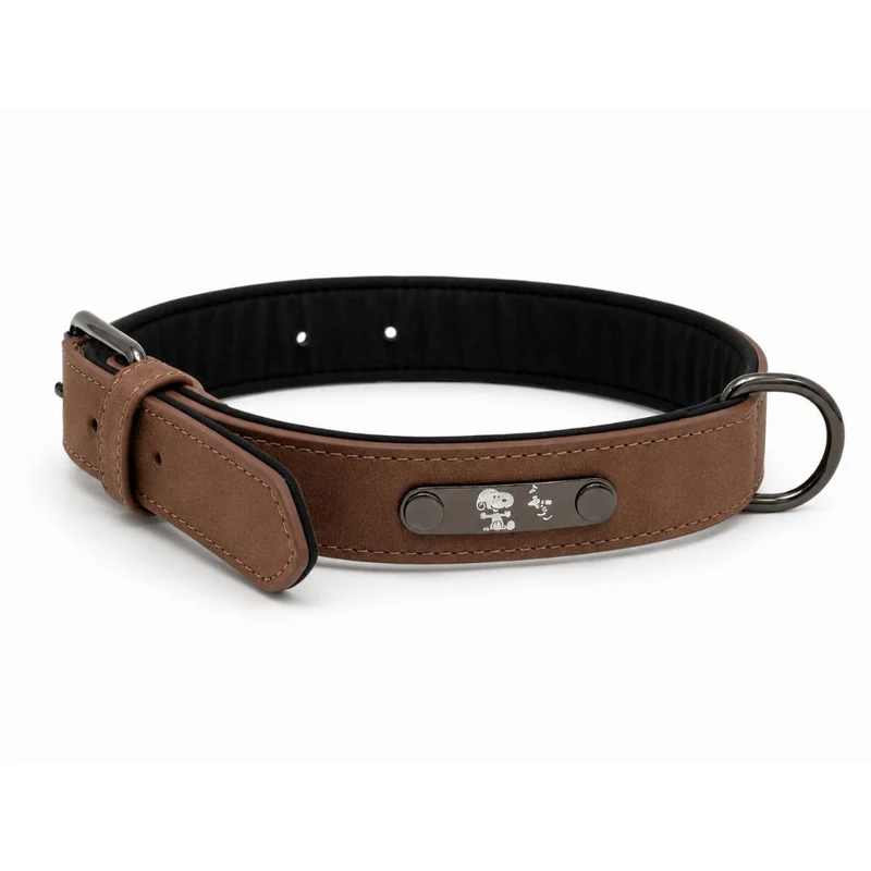Hundehalsband Lederoptik Snoopy Braun