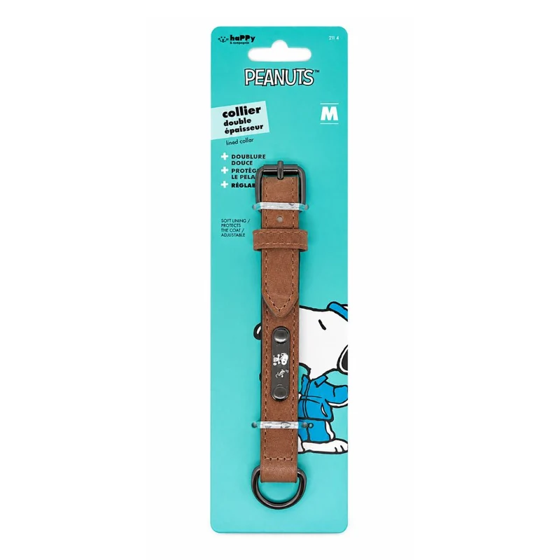Hundehalsband Lederoptik Snoopy Braun