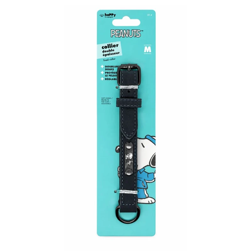 Hundehalsband Lederoptik Snoopy Dunkelblau