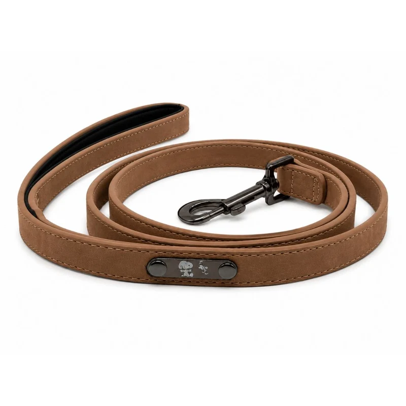 Hundeleine Lederoptik Snoopy Braun