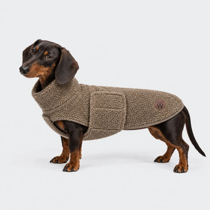 Hundepullover Derby Plush 2.0 DACKEL Taupe C7 x Woofstuff