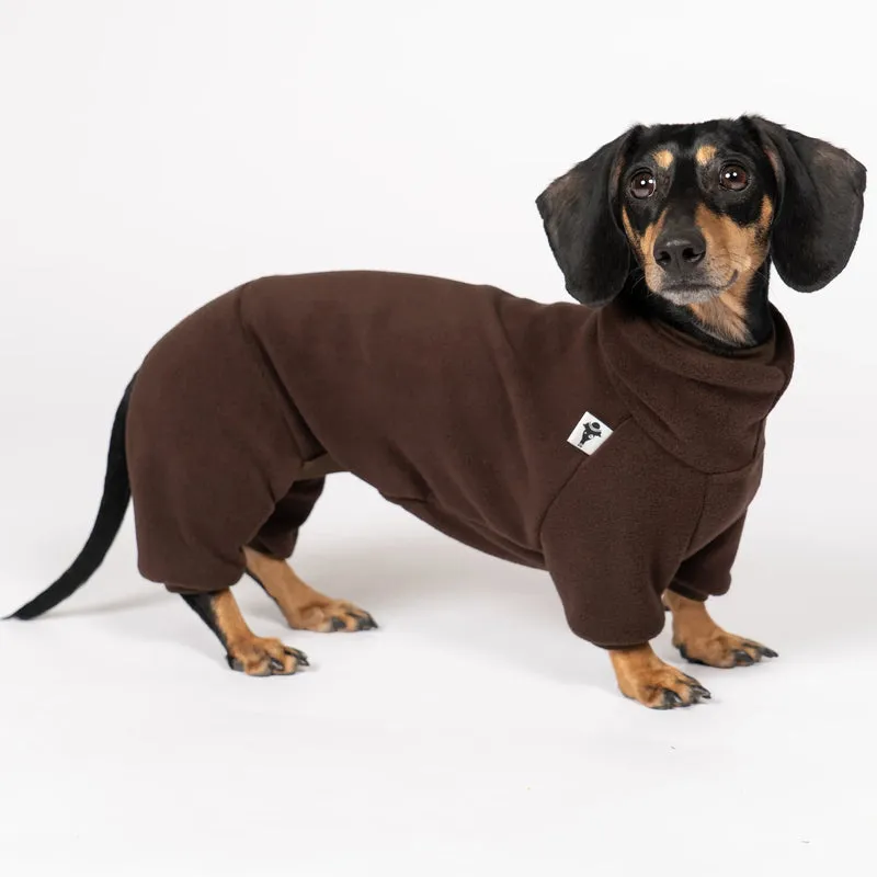 Fleece Overall für Dackel Dunkelbraun