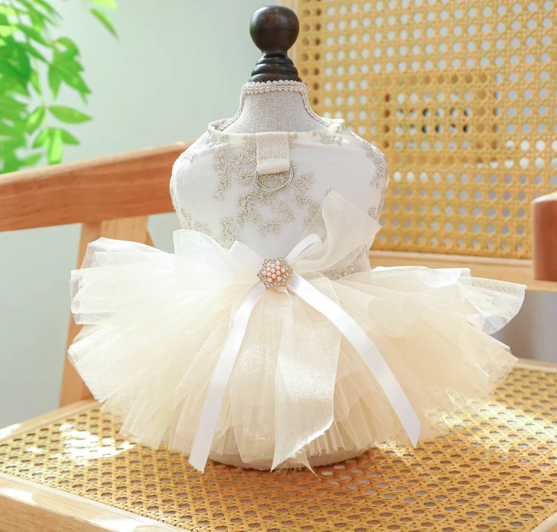 White Bridal Dog Wedding Dress
