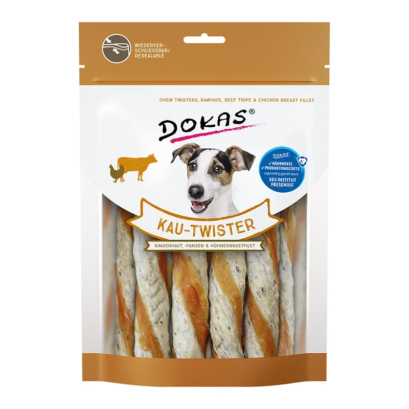 Dokas Kau-Twister Rinderhaut/Pansen/Hühnerbrust 200g