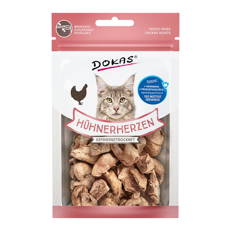 Dokas gefriergetrocknete Hühnerherzen 15g
